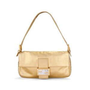 Fendi 2000 Gold Leather Baguette Bag